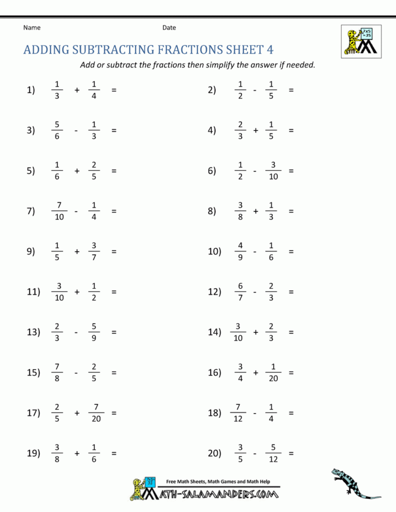 62 Adding Subtracting Fractions Worksheets 11