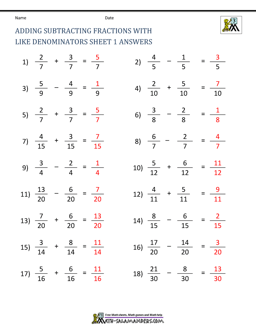 62 Adding Subtracting Fractions Worksheets 15