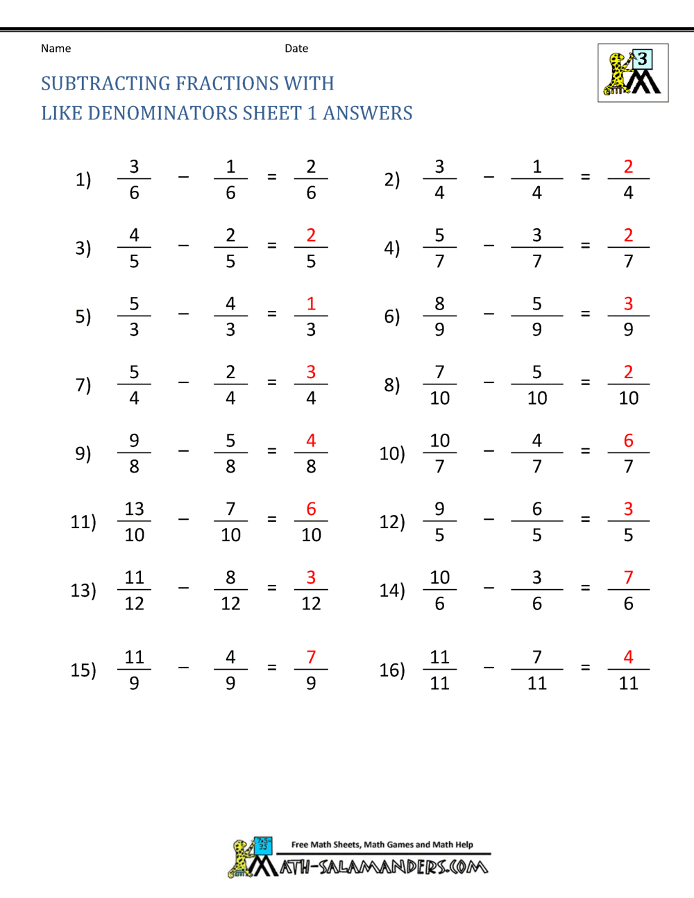 62 Adding Subtracting Fractions Worksheets 16