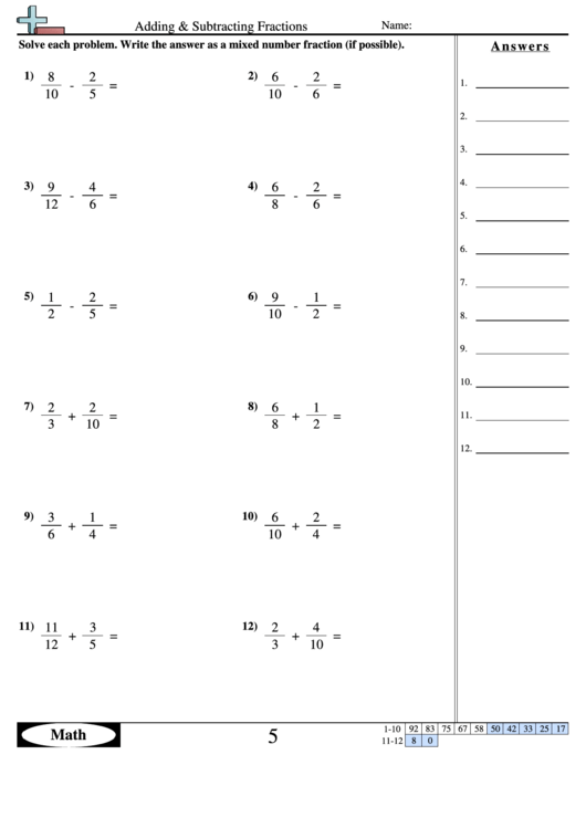 62 Adding Subtracting Fractions Worksheets 19