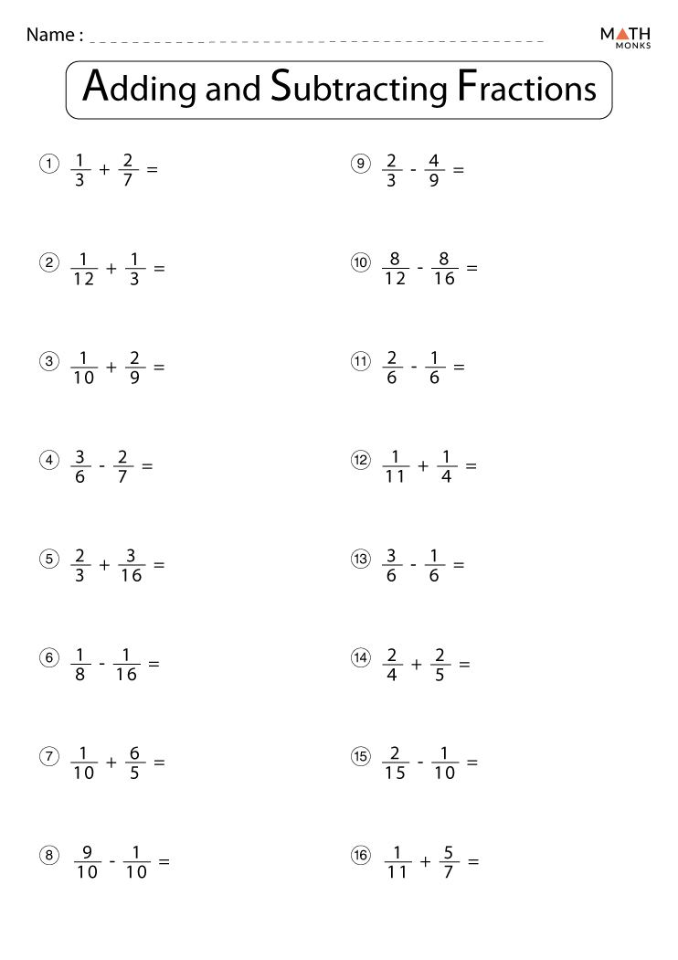 62 Adding Subtracting Fractions Worksheets 20