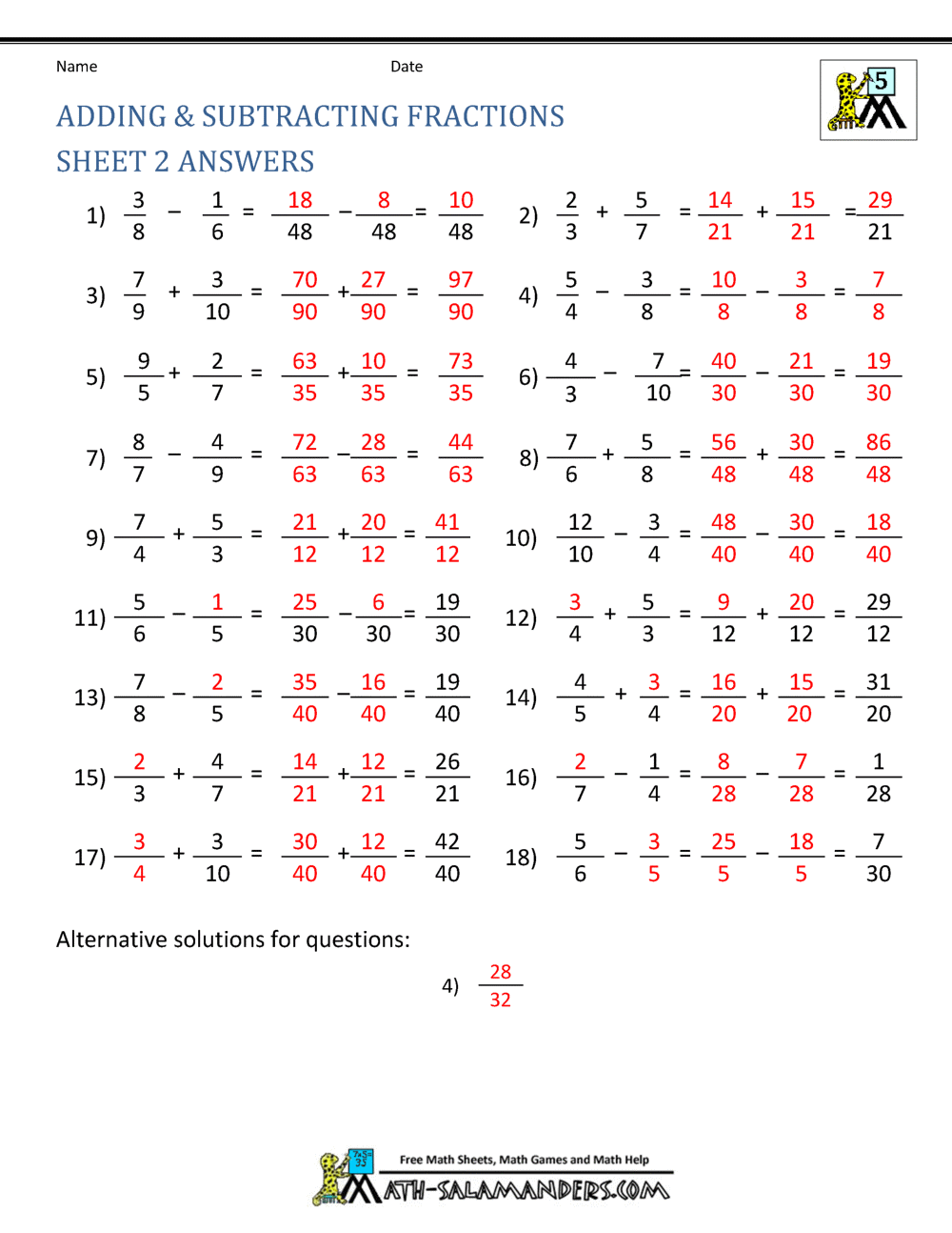 62 Adding Subtracting Fractions Worksheets 22