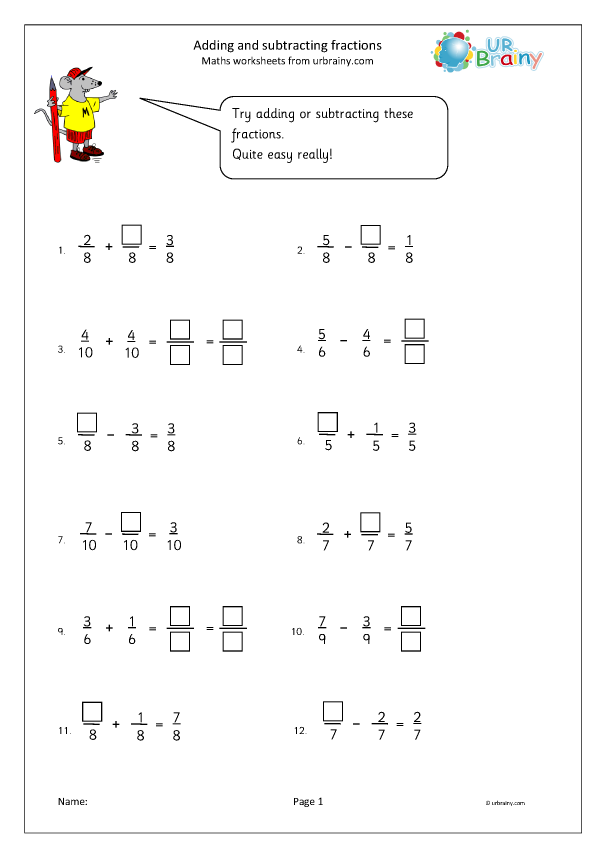 62 Adding Subtracting Fractions Worksheets 3