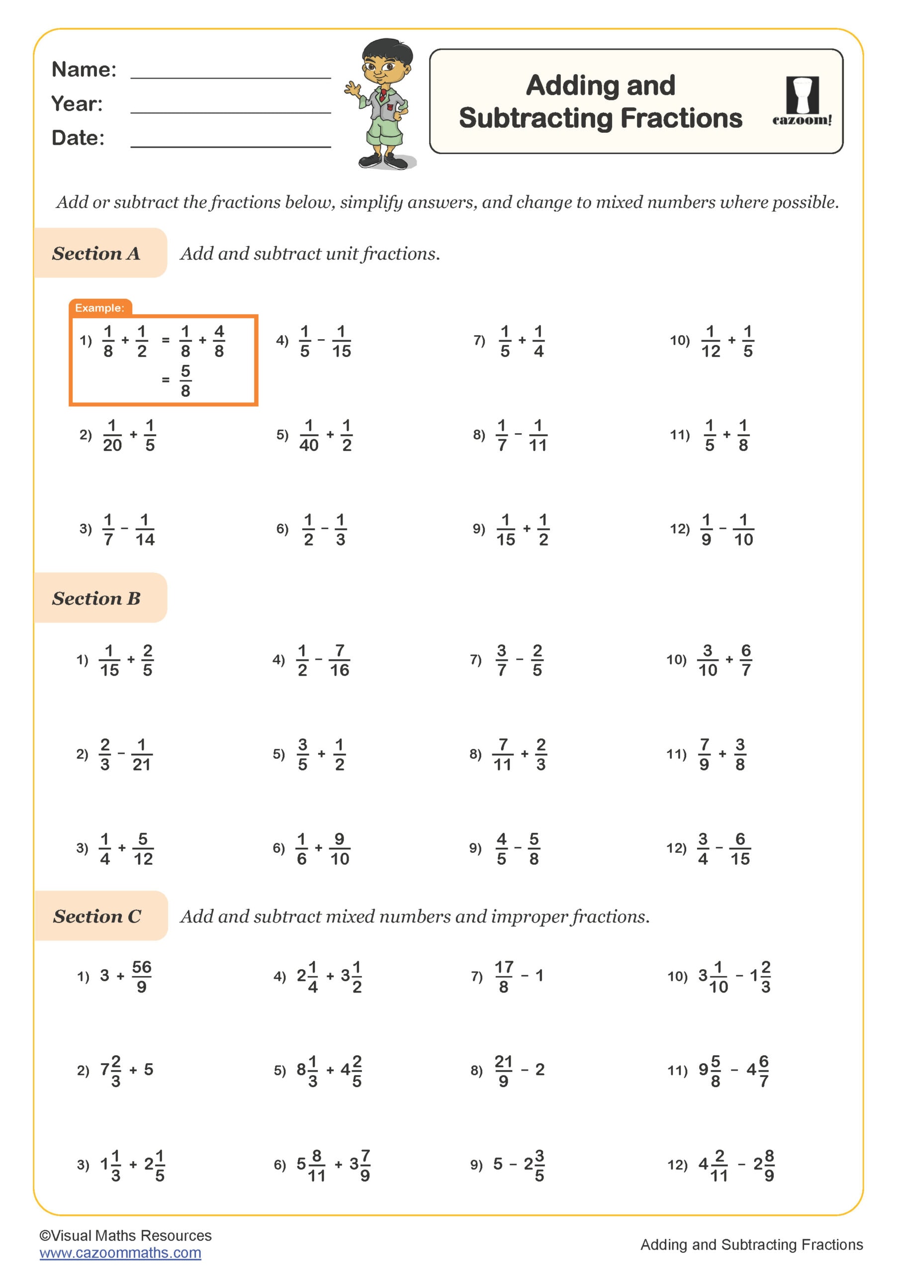 62 Adding Subtracting Fractions Worksheets 31