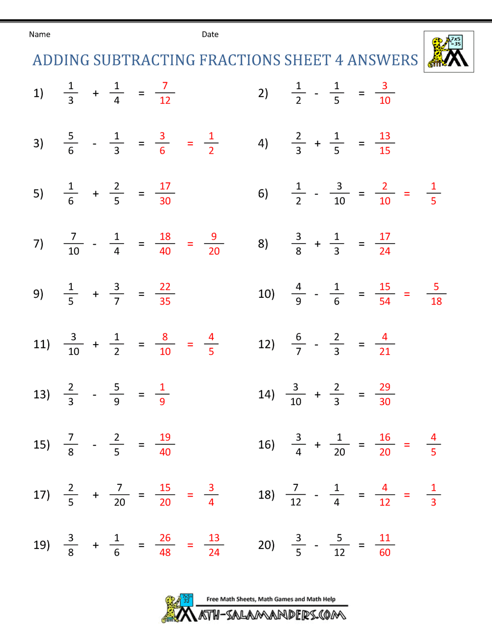 62 Adding Subtracting Fractions Worksheets 36