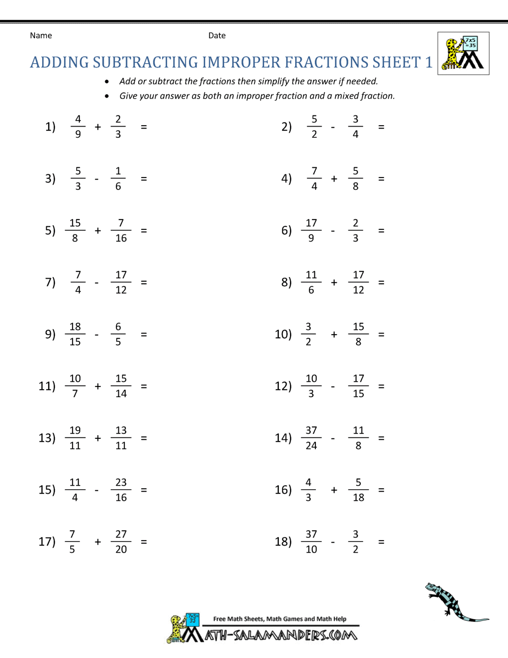 62 Adding Subtracting Fractions Worksheets 4