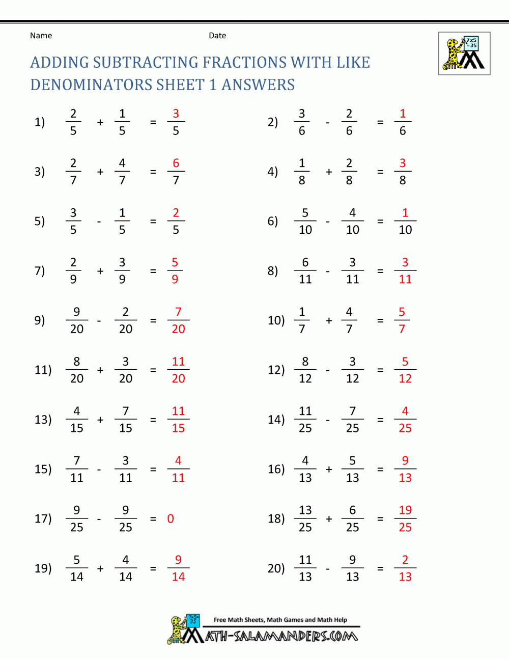 62 Adding Subtracting Fractions Worksheets 43