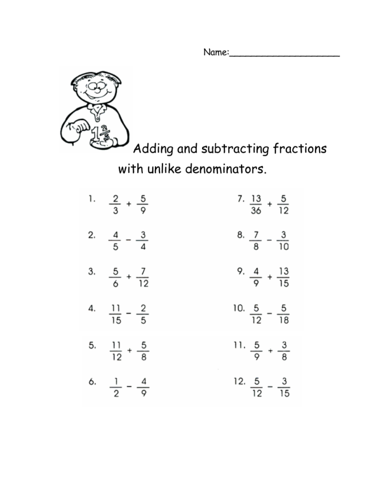 62 Adding Subtracting Fractions Worksheets 48