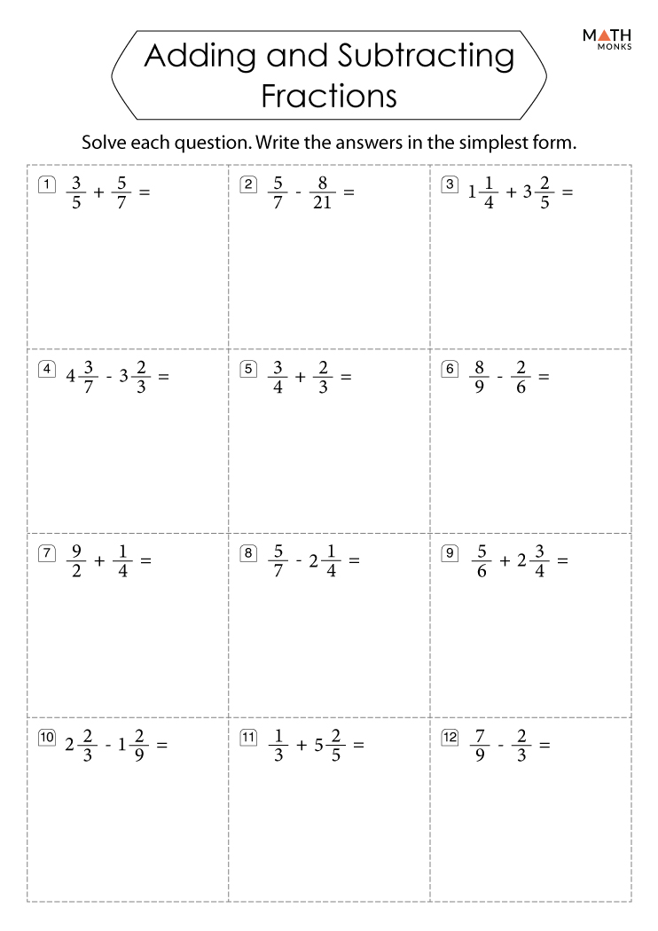 62 Adding Subtracting Fractions Worksheets 49