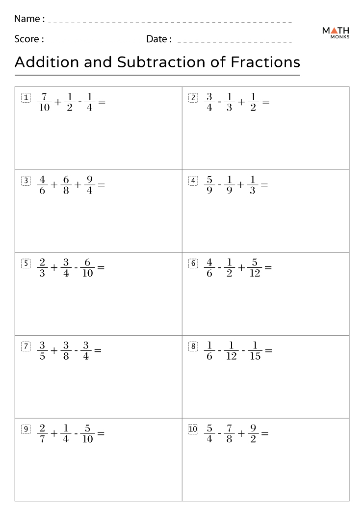 62 Adding Subtracting Fractions Worksheets 58