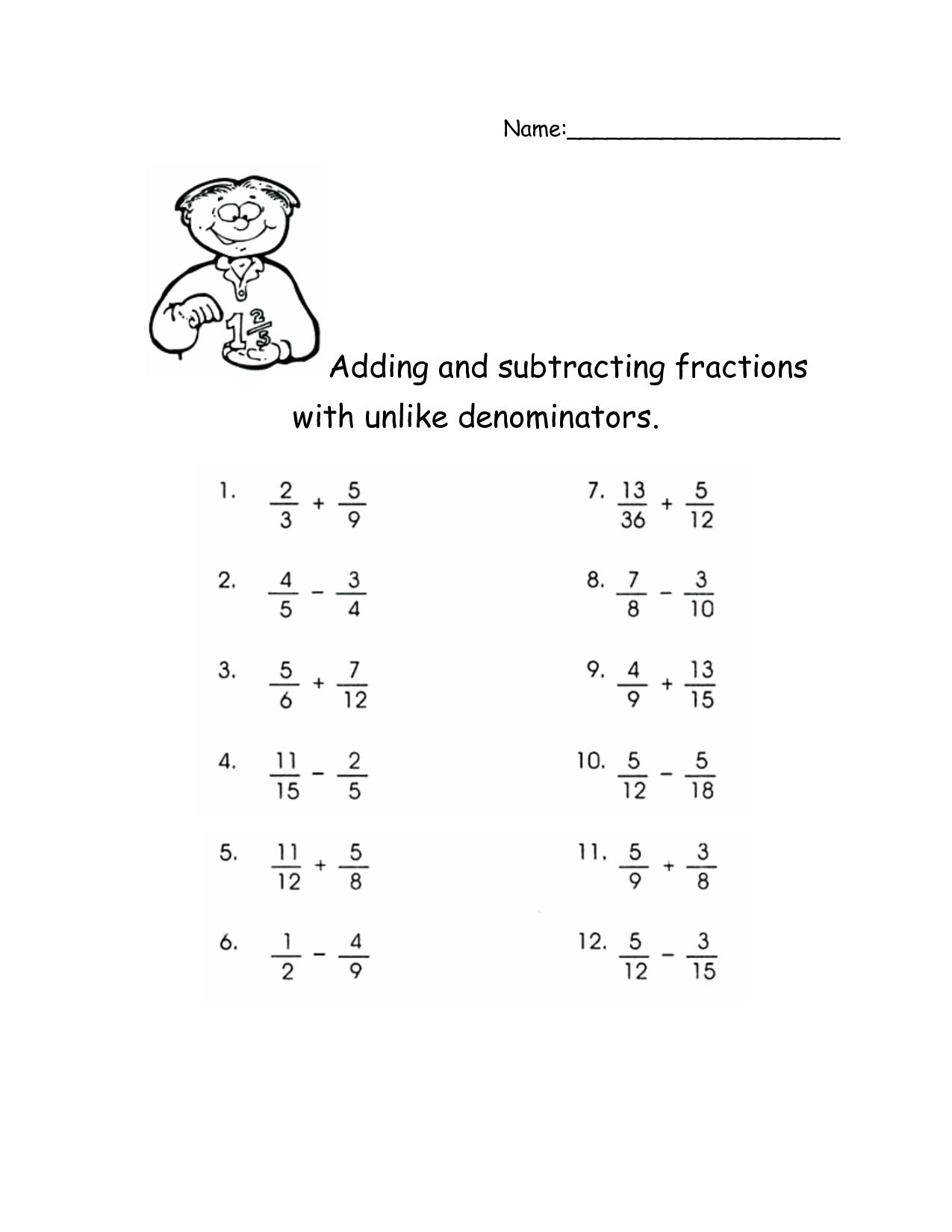 62 Adding Subtracting Fractions Worksheets 59