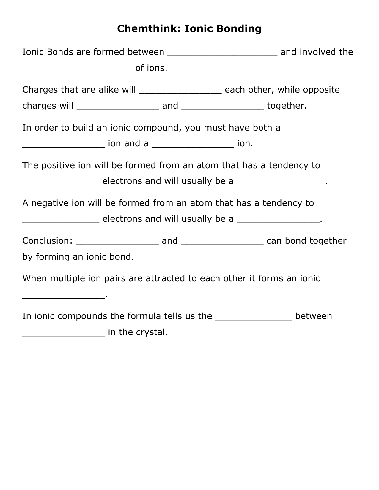 62 Ionic Bonds Worksheet Answers 13