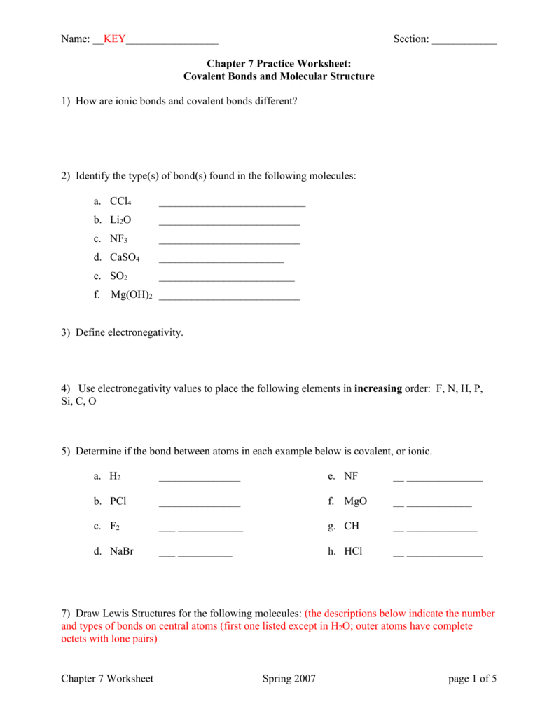 62 Ionic Bonds Worksheet Answers 27