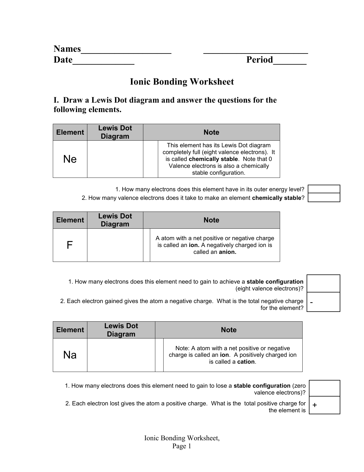 62 Ionic Bonds Worksheet Answers 44