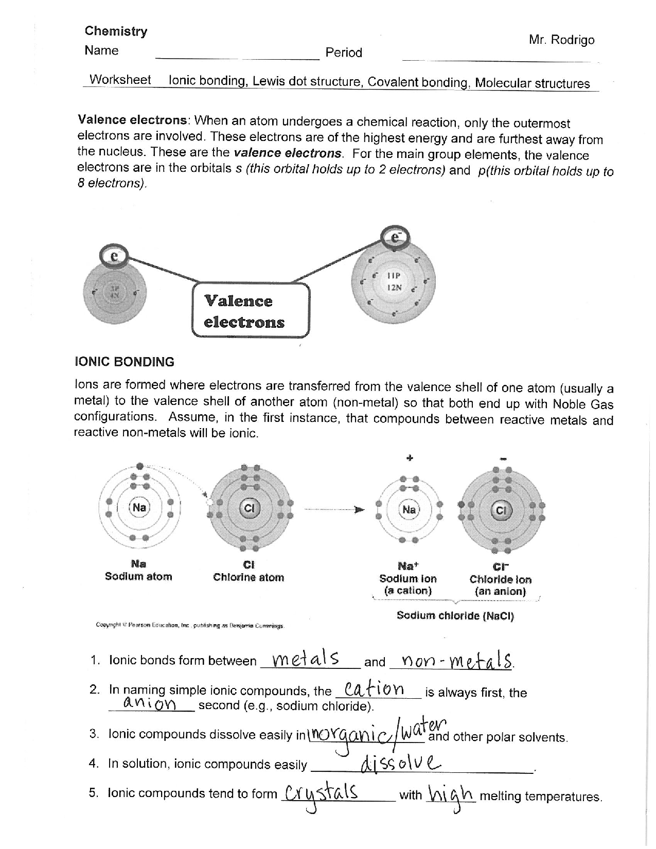 62 Ionic Bonds Worksheet Answers 5