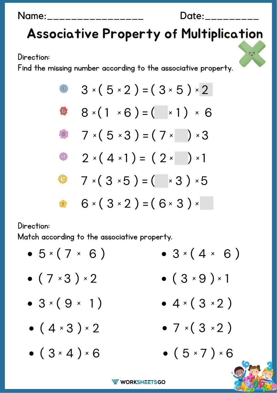 62 Multiplication Associative Property Worksheets 1