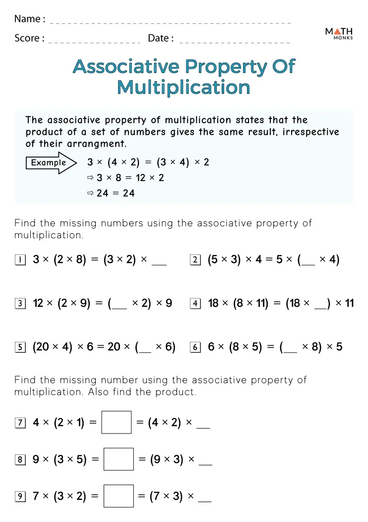 62 Multiplication Associative Property Worksheets 29