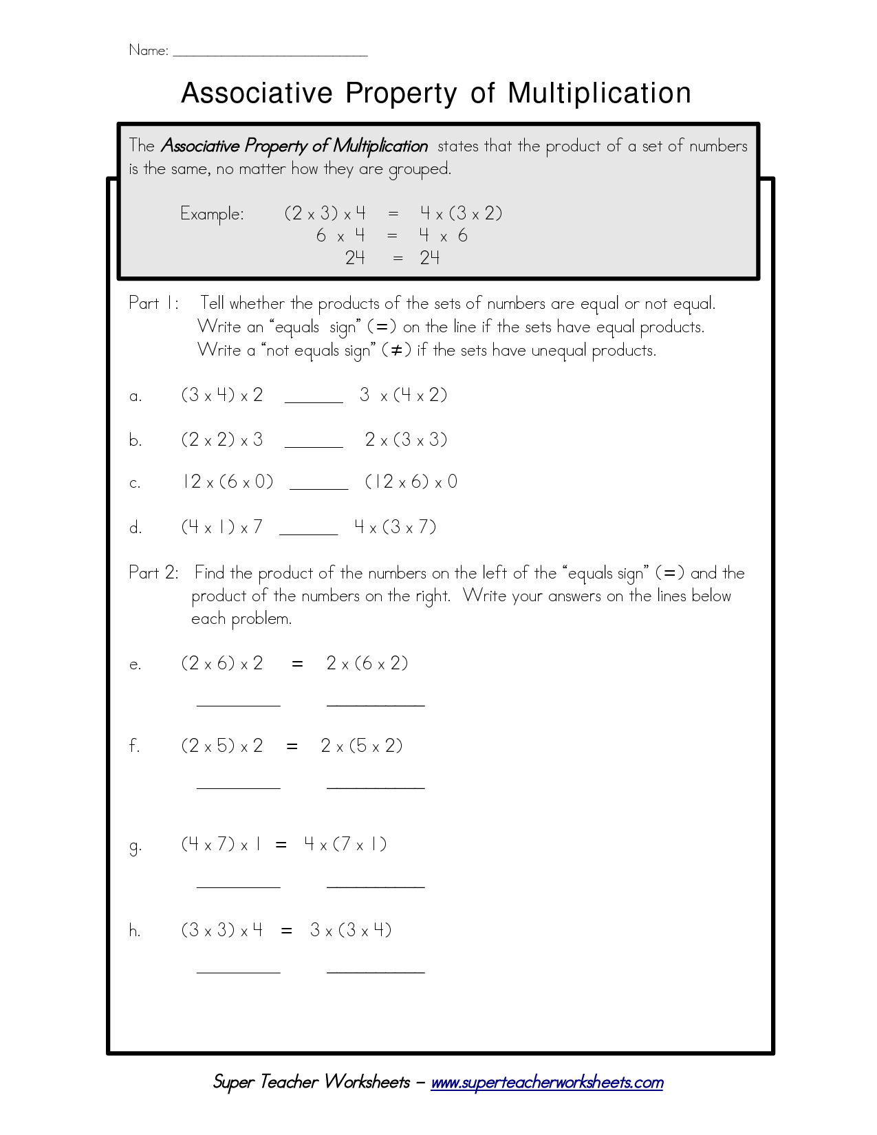 62 Multiplication Associative Property Worksheets 6