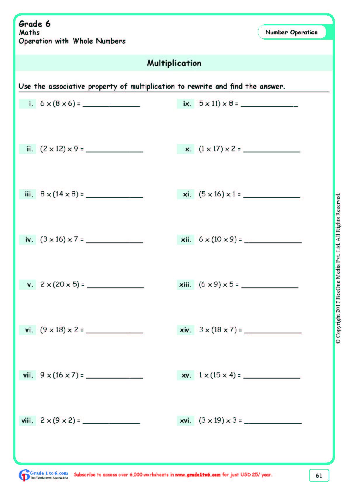 62 Multiplication Associative Property Worksheets 8