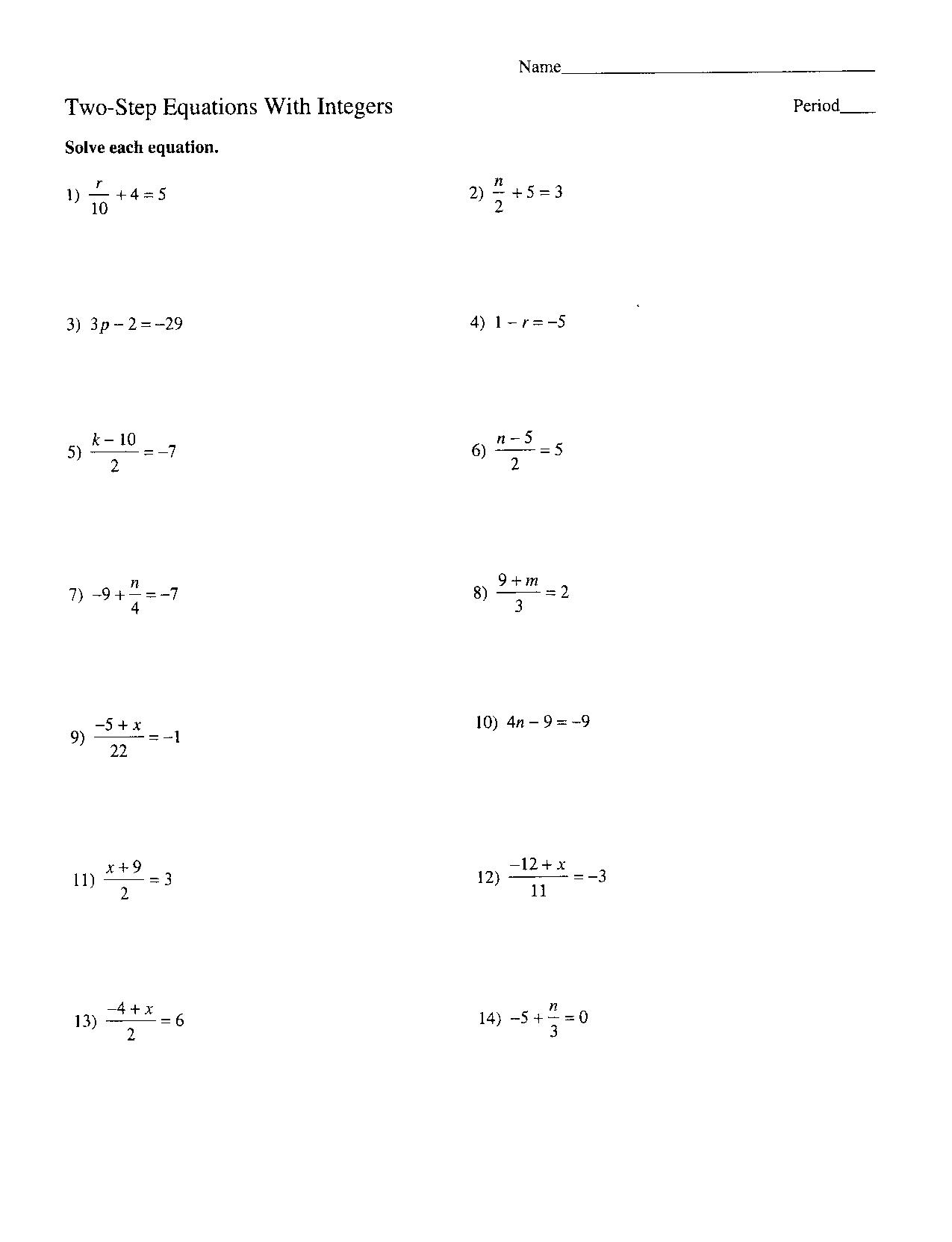 63 Single Step Equations Worksheet 16