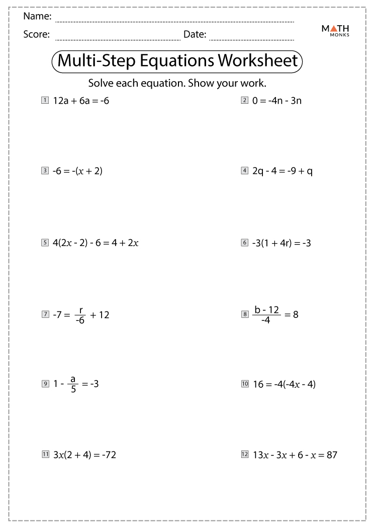 63 Single Step Equations Worksheet 18