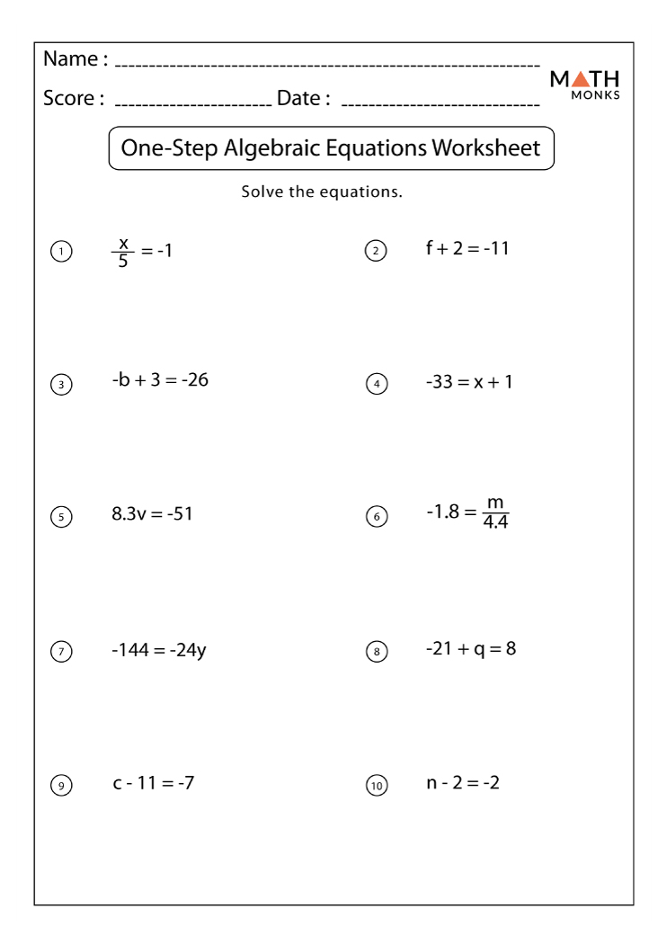 63 Single Step Equations Worksheet 31