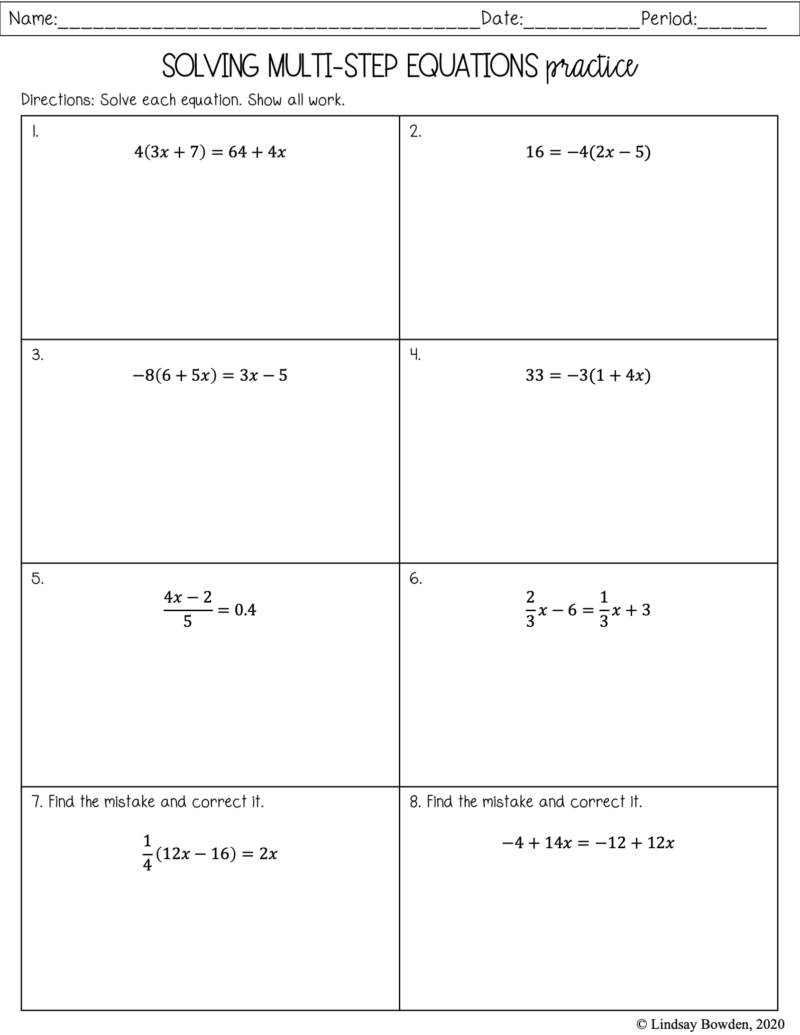 63 Single Step Equations Worksheet 34