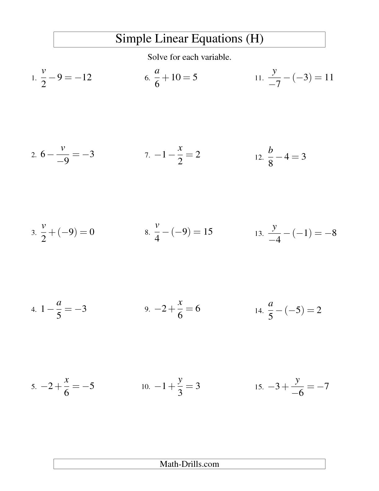 63 Single Step Equations Worksheet 35