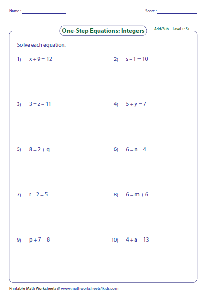 63 Single Step Equations Worksheet 37