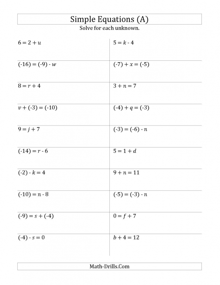 63 Single Step Equations Worksheet 41