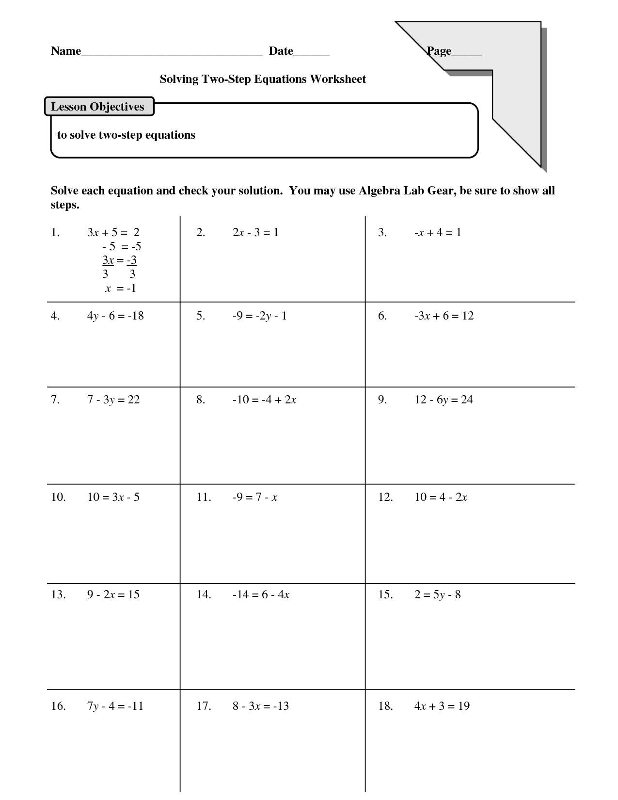 63 Single Step Equations Worksheet 43