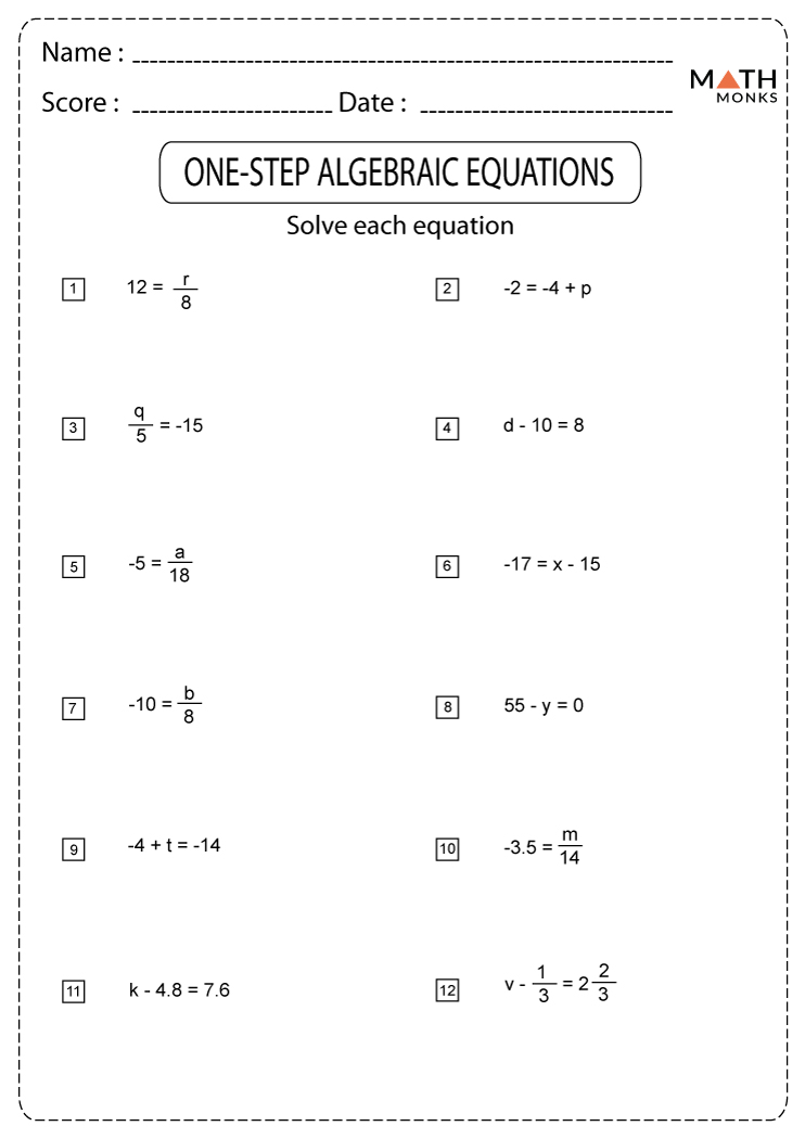 63 Single Step Equations Worksheet 48