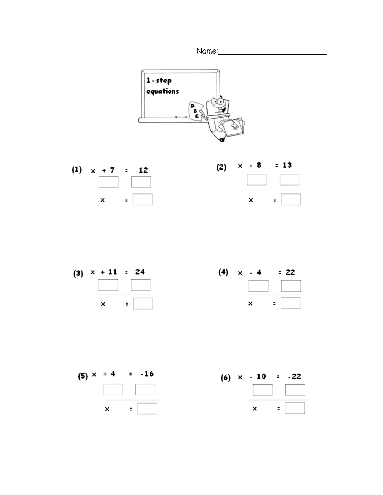 63 Single Step Equations Worksheet 5