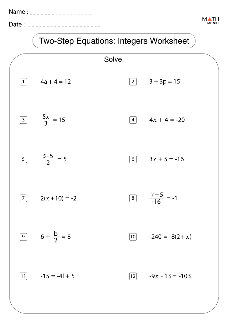 63 Single Step Equations Worksheet 56