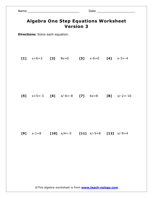 63 Single Step Equations Worksheet 58