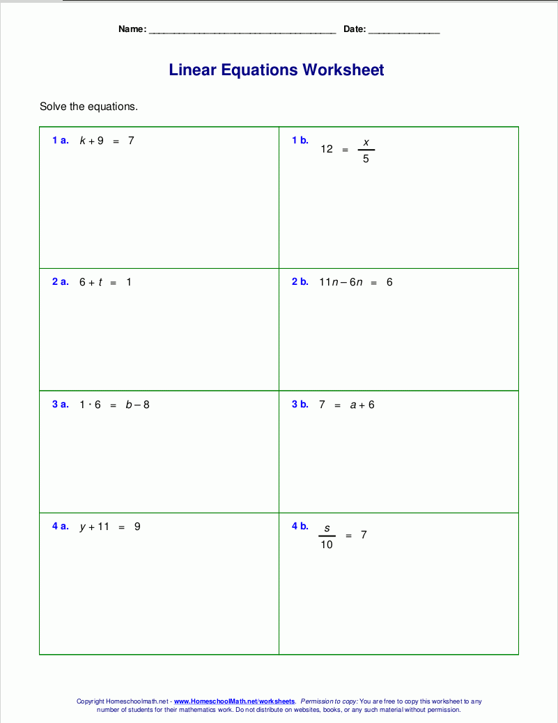 63 Single Step Equations Worksheet 6