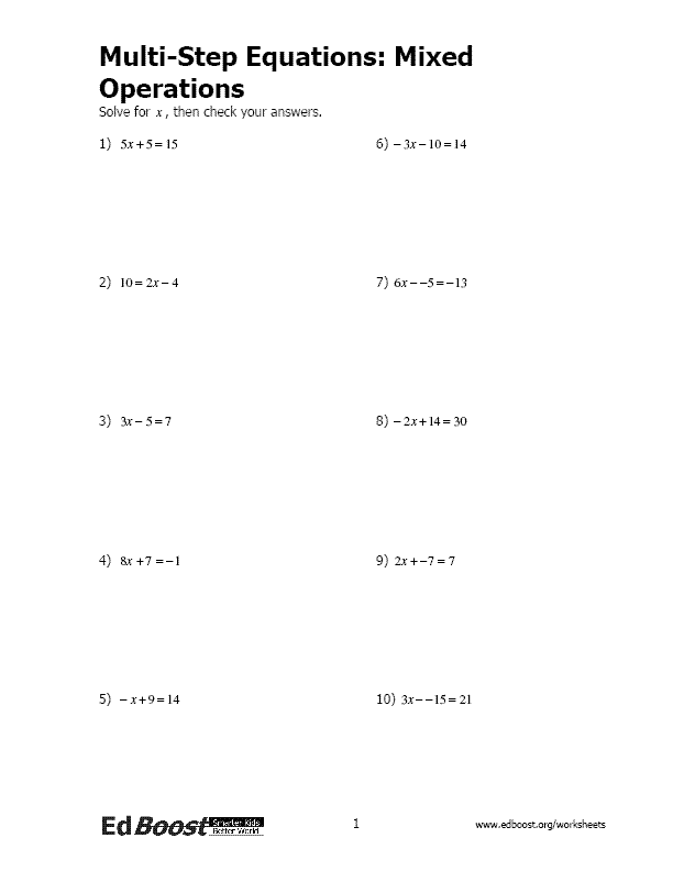 63 Single Step Equations Worksheet 64