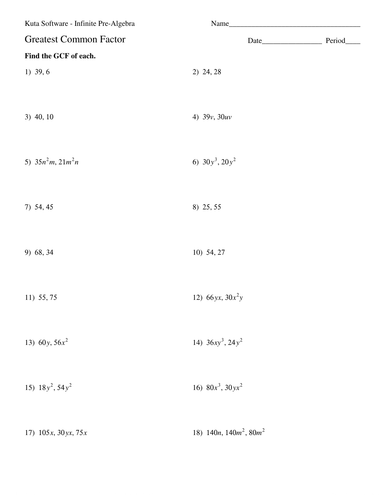 65 Factoring By Gcf Worksheet 10