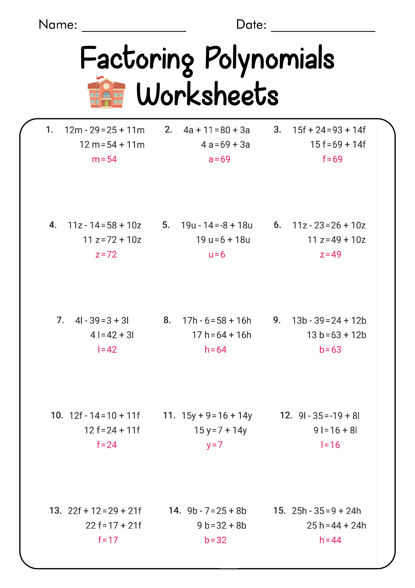 65 Factoring By Gcf Worksheet 11