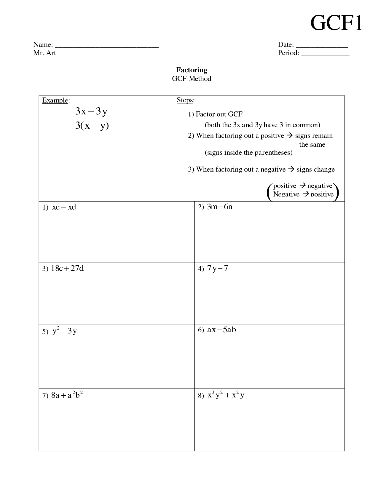 65 Factoring By Gcf Worksheet 13