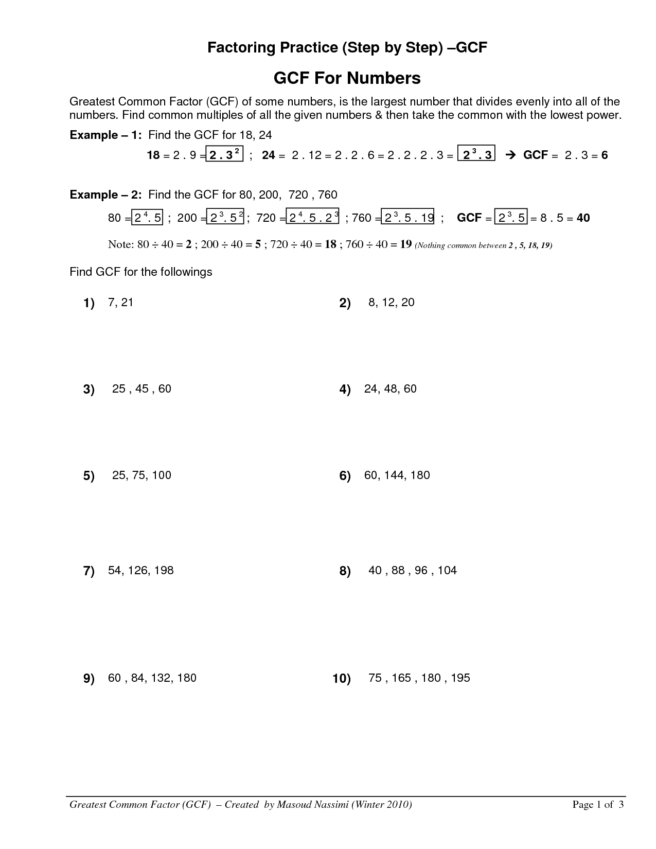 65 Factoring By Gcf Worksheet 18