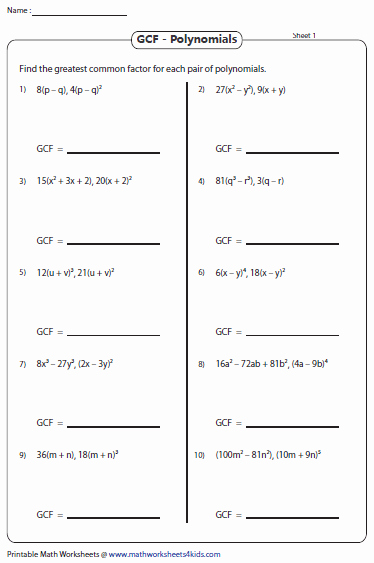 65 Factoring By Gcf Worksheet 19