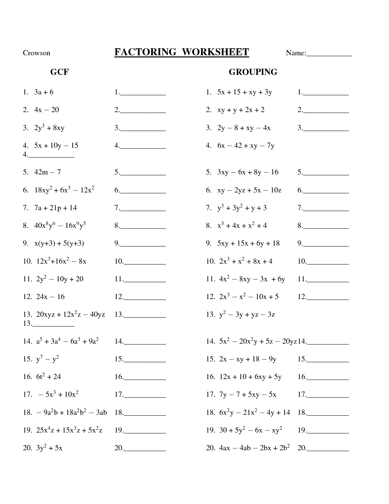 65 Factoring By Gcf Worksheet 23