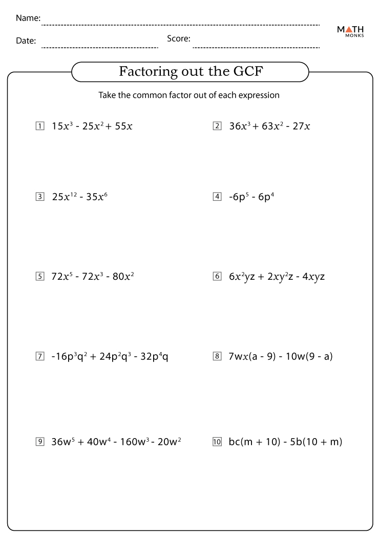 65 Factoring By Gcf Worksheet 27