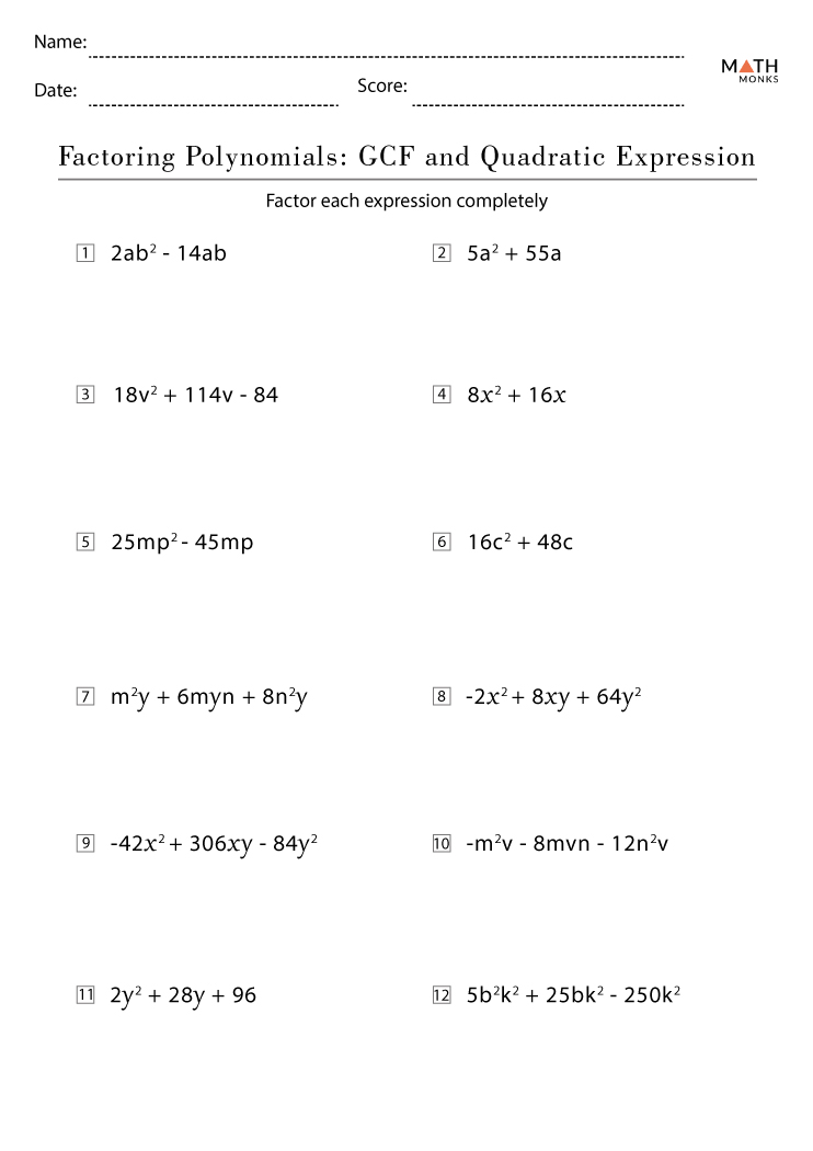 65 Factoring By Gcf Worksheet 43