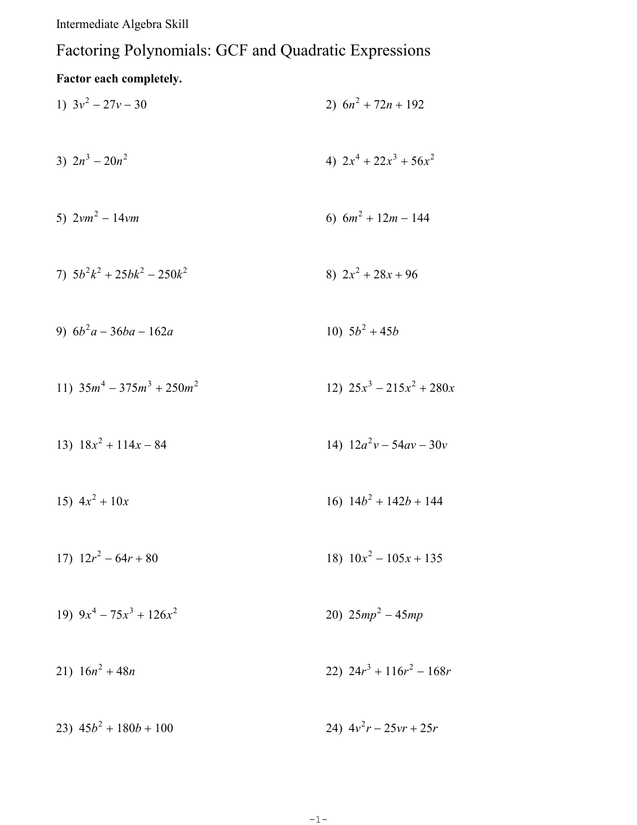 65 Factoring By Gcf Worksheet 5