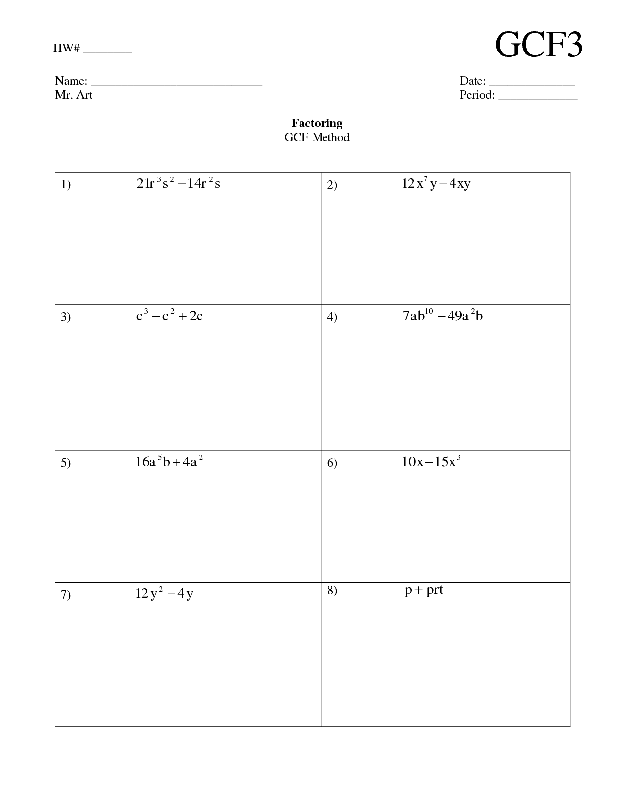 65 Factoring By Gcf Worksheet 8