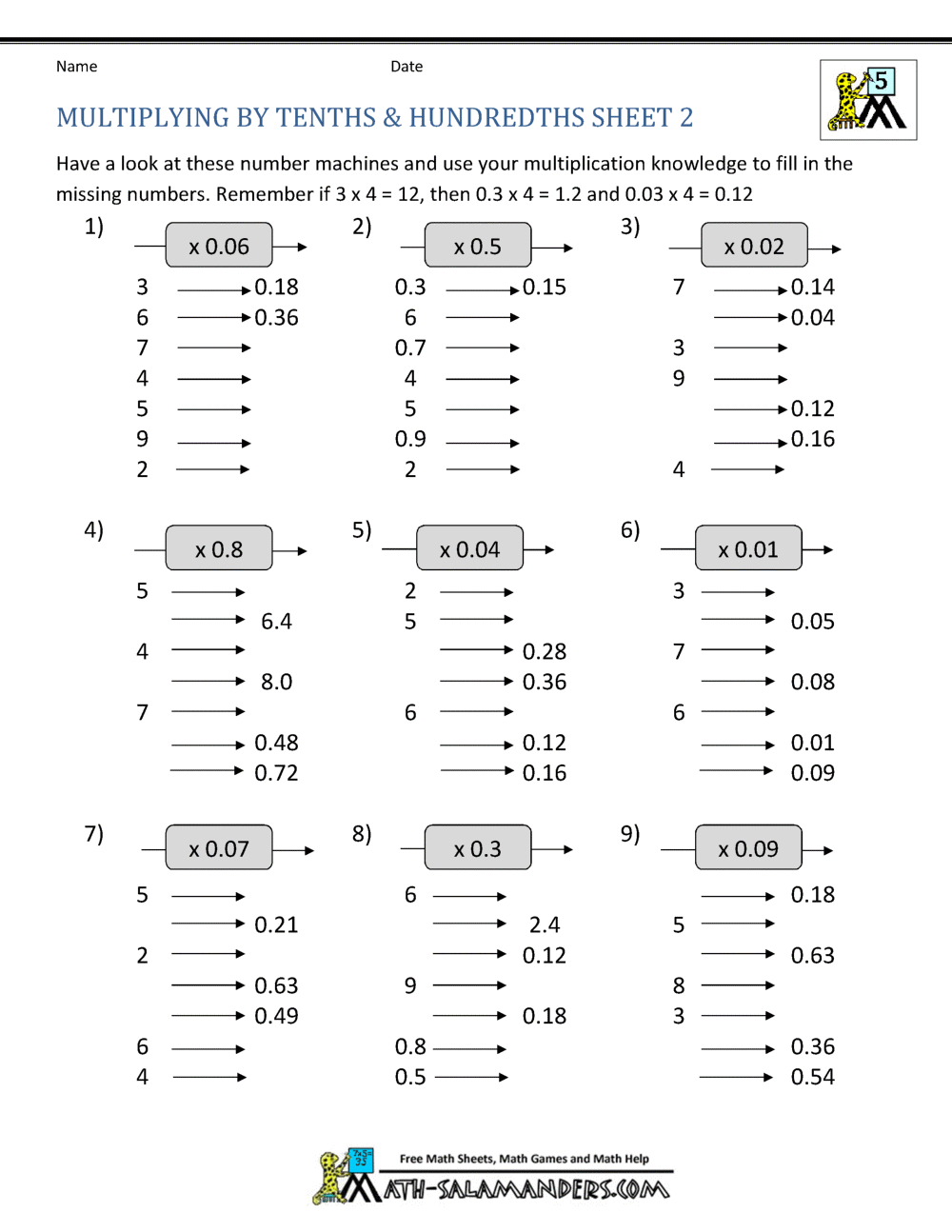 76 Multiply By Decimals Worksheet 10