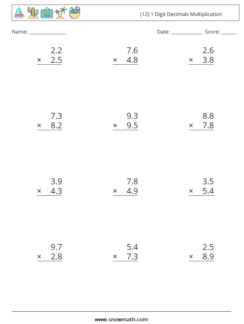 76 Multiply By Decimals Worksheet 15