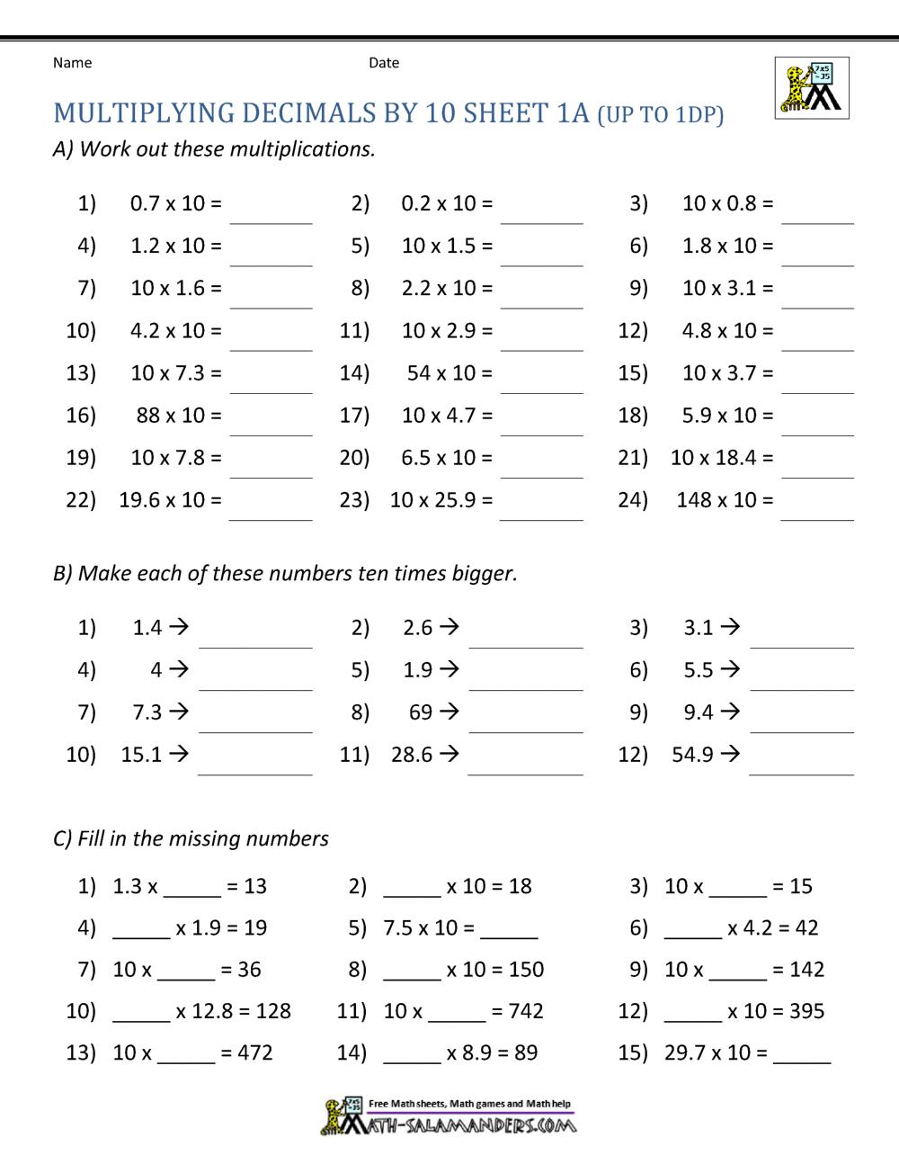 76 Multiply By Decimals Worksheet 16